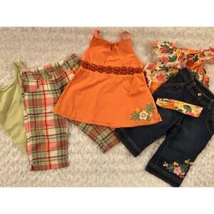 Gymboree Coral Reef Swing Floral Top Plaid Short Embroidery Capri 6 PC LOT 5 EUC